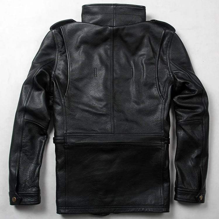 Новое поступление, мужская куртка M65 из коровьей кожи, куртка в Военном Стиле, черная куртка из натуральной кожи, Мужская Весенняя кожаная куртка