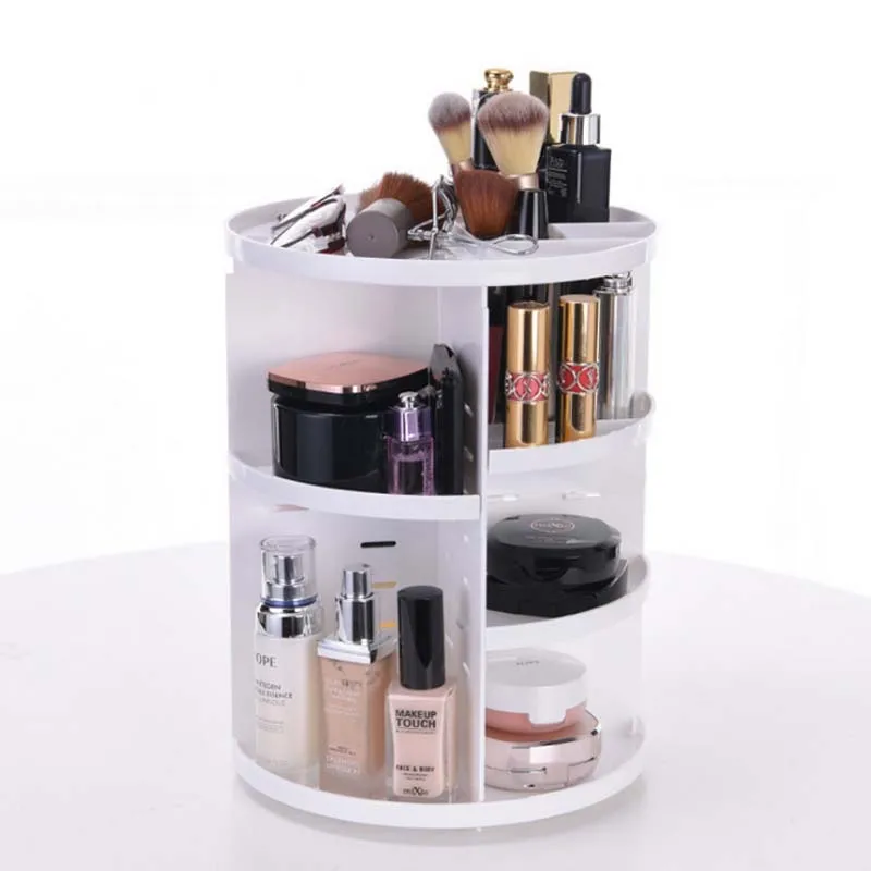 makeup drawers White 1PC 360 Degrees Rotating Cosmetic Storage Rack Lipstick Jewelry Case Holder Display Stand Cosmetic Box MakeUp Organizer best makeup organizer Makeup Organizers