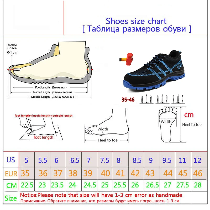 Botas De Trabalho De Segurança Dos Homens; большие размеры 36-46 Unissex Respirável; обувь на высоких каблуках; Sapatos De Trabalho "Снежная королева", обувь на высоких каблуках; Sapatos De Proteção