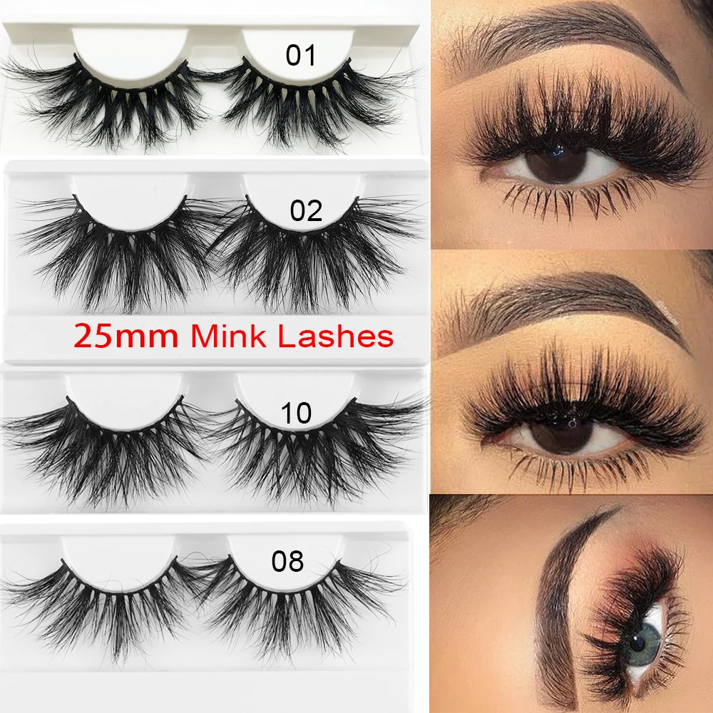 

New 1pair 25mm 3D Soft Mink Hair False Eyelashes Dramatic Thick Long Wispies Lashes Multilayers Fluttery Effect Eye Makeup Tools