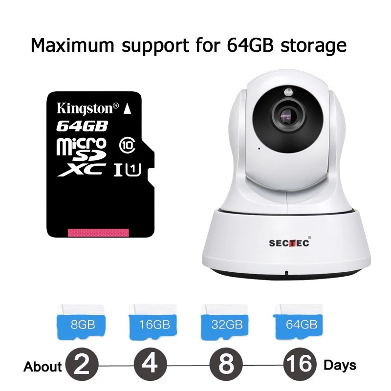 SECTEC 720P домашняя беспроводная ip камера видеонаблюдения сеть WiFi детский монитор