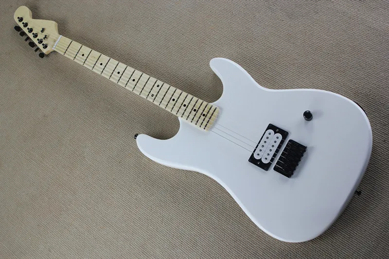 Factory custom white body electric guitar with one Humbucking pickups,maple fretsboard,black hardware,can be customized