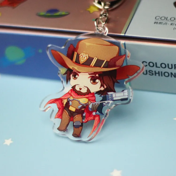 FPS Game Ow Keychain Fashion Overwatch D.va Hanzo Mei Tracer Reaper Figure Bag Pendants Car Key Chains Holder Keyrings Jewelry - Цвет: 9