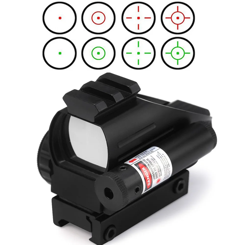 

Tactical Hunting Holographic 4 Type Reticle Reflex Green Red Dot Sight + Laser Sight Combo Airsoft