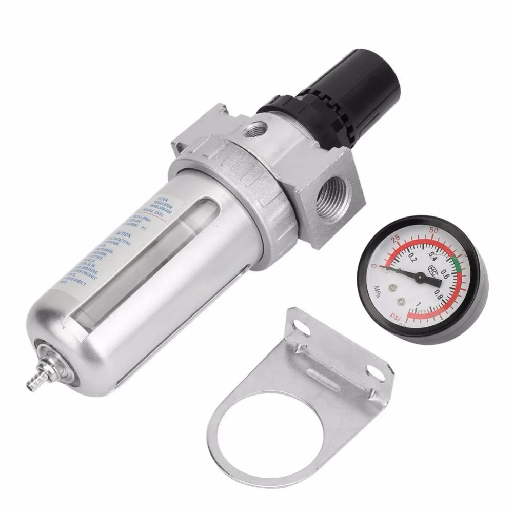 

Hot BSP 1/2" Air Filter Regulator Air Compressor Moisture Water Trap Filter Regulator with Mount Connection