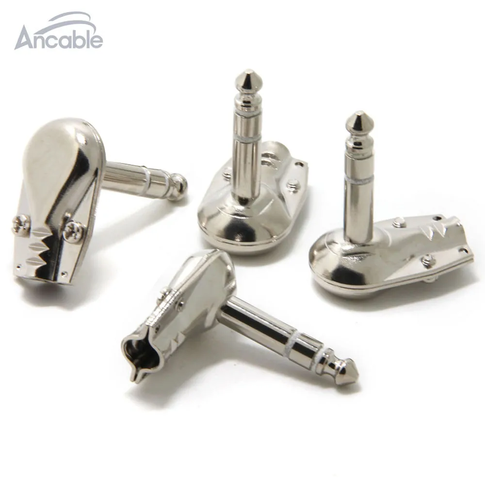 

4Pk 1/4" Right Angle Plug TRS Stereo Heavy Duty Flat Low Profile Pancake Style for Guitar, Instrument, Speaker/Microphone Cable