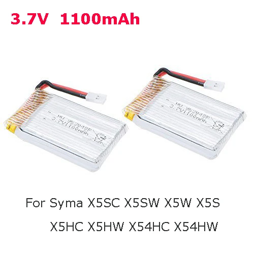 2 шт. * 3 7 в 1100 мА · ч флейта для Syma X5SC X5SW JJRC H5P M18 Радиоуправляемый квадрокоптер