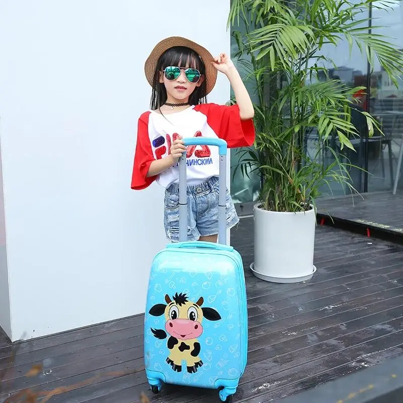 Новая детская сумка на колесах с героями мультфильмов, 18 дюймов, Детский чемодан для мальчиков и девочек, переноска для багажа, чемодан на колесах для студентов - Цвет: as the picture shows