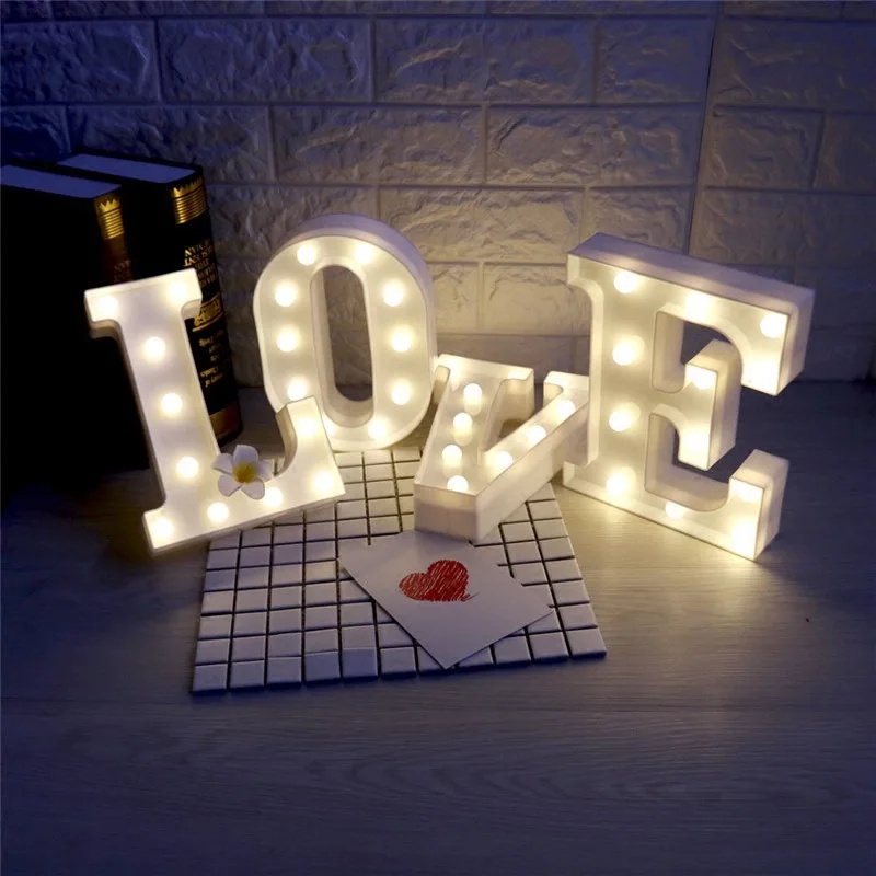 

Hoomall White Wooden Letter LED Night Light Bedroom Home Decorative Ins 3D Wall Sticker Party Wedding Decoration New Year Gifts