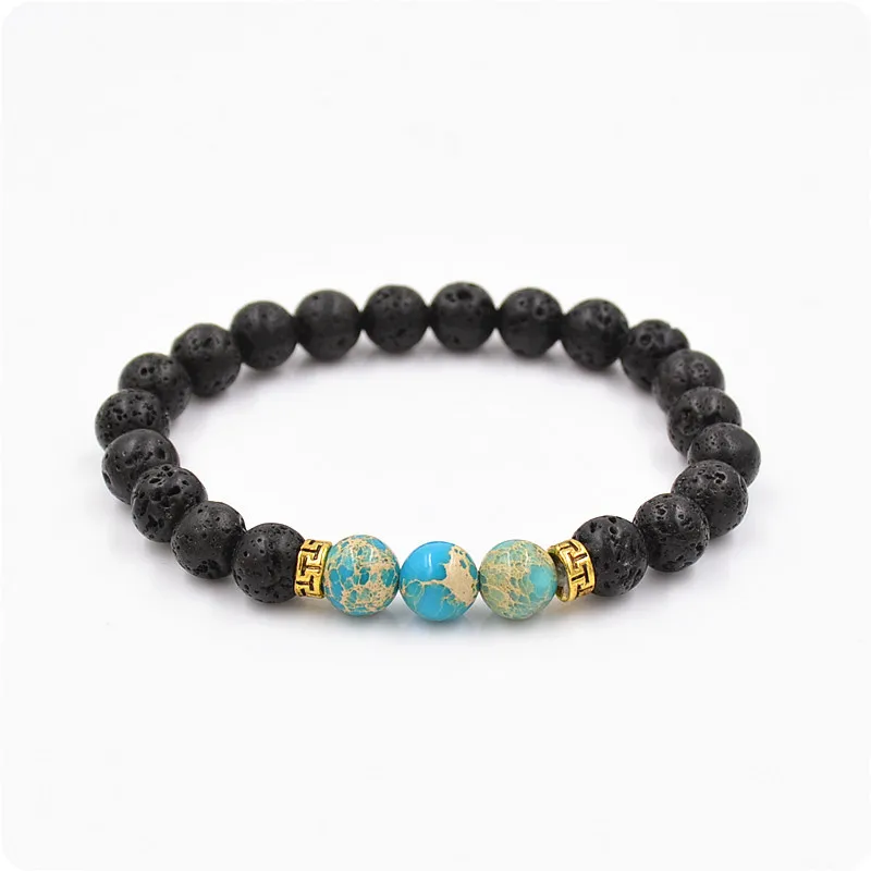 Blue emperors stone bracelet, natural energy volcan stone bracelet, Buddha beads bracelet jewelry