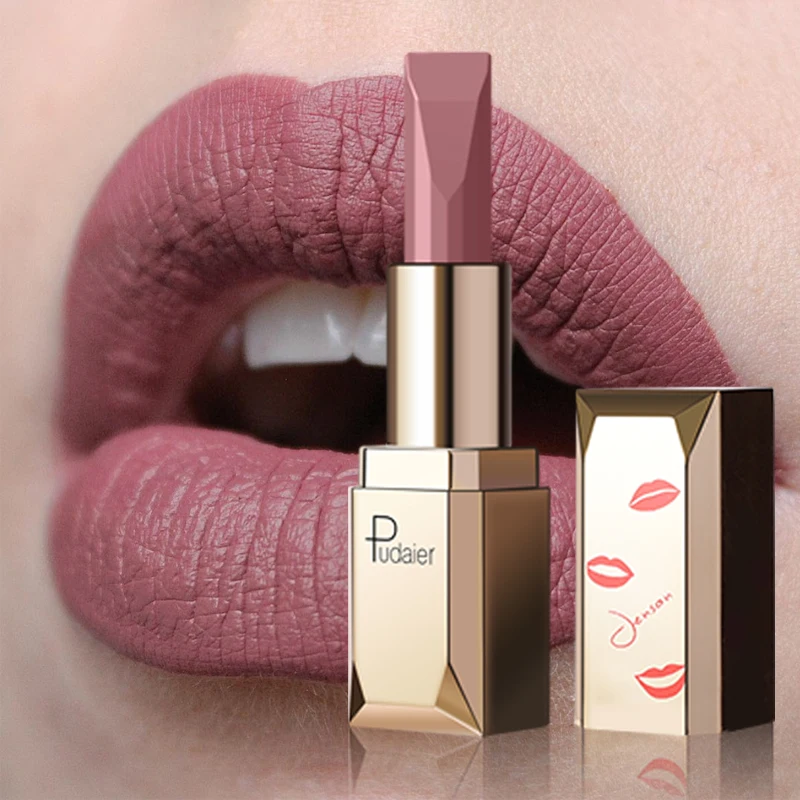 Pudaier Matte Lipstick Waterproof Lip Makeup 26 Colors Long Lasting Moisturizer Lip Tint Korean rouge a levre mat Black Lipstick