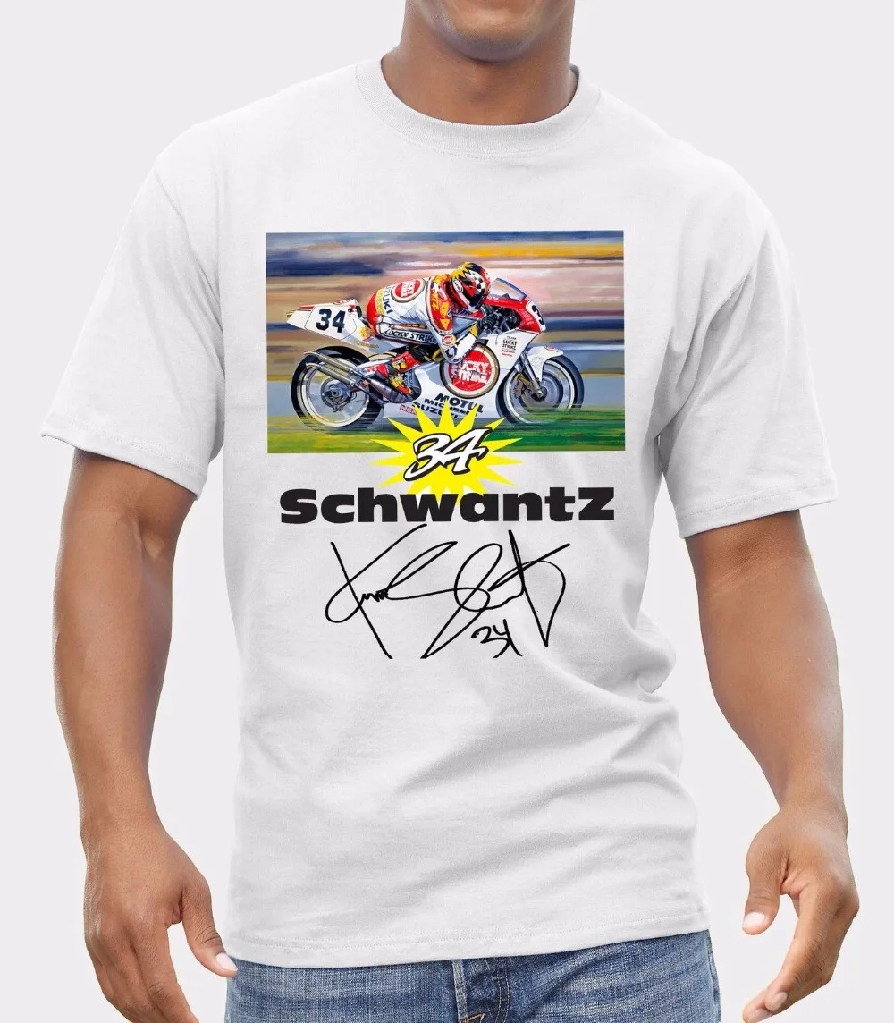 

Kevin Schwantz Inspired Number 34 Biker Logo T-Shirt Men Shirt Print 2019 Hot Sales Men'S Short Sleeve O-Neck T-Shirts Summer