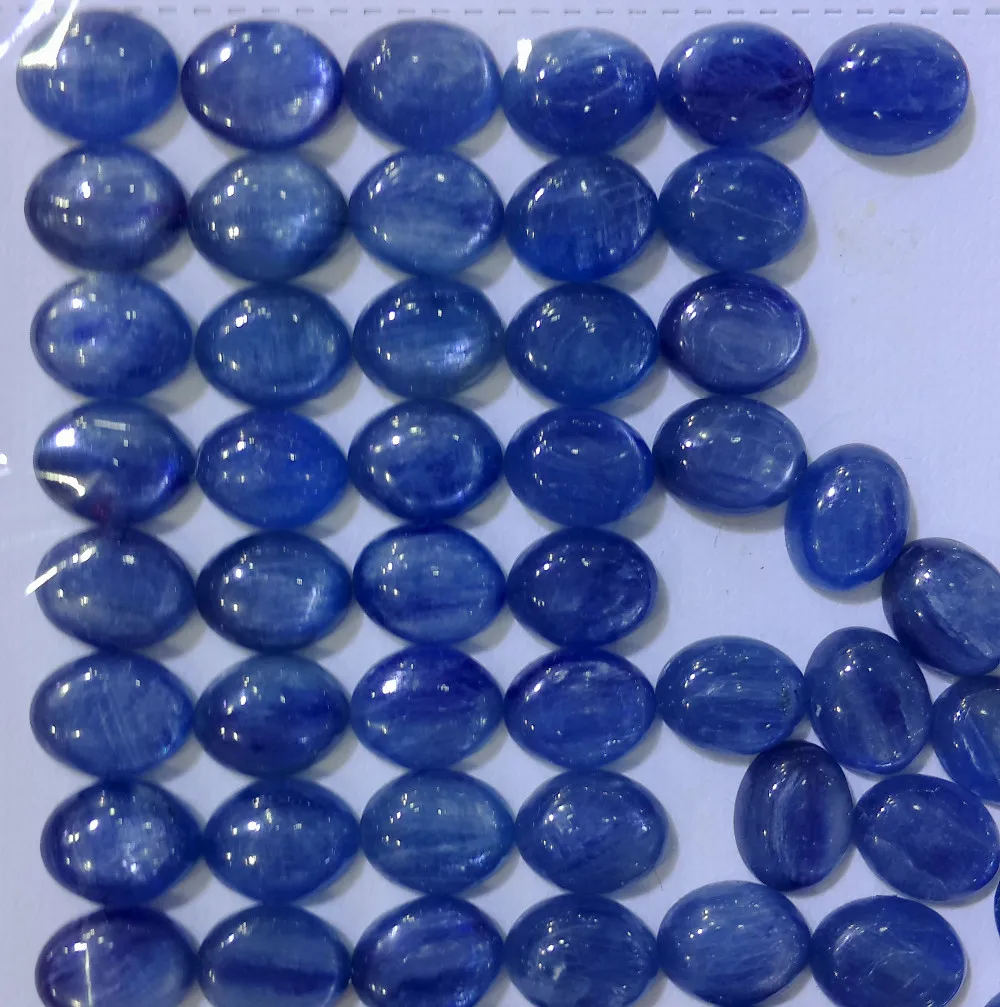 Натуральный Синий Кианит бусины кабошон 8x10 мм овальные Semi драгоценный камень Кабошон Кианит шарик с кабиной для украшения 10 шт./лот