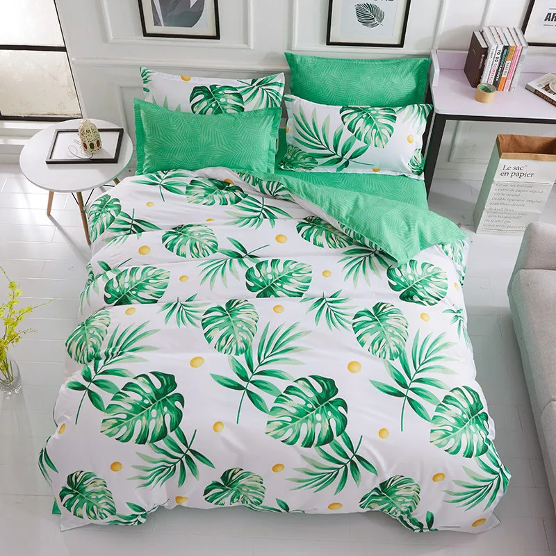 Green Leaf Home Textile Printed Bedding Set Bed Cover Bed SheetBoy Girl