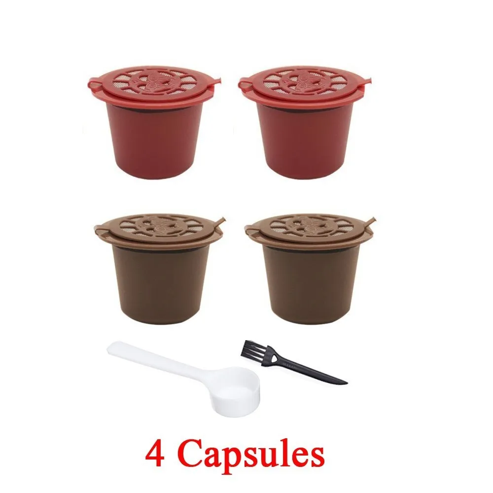 4 Capsules 4 шт фильтр для кофе 20 мл многоразовая перезаправляемая кофейная капсула фильтры для Nespresso с ложка-кисточка аксессуары для кухни - Цвет: 4 Capsules