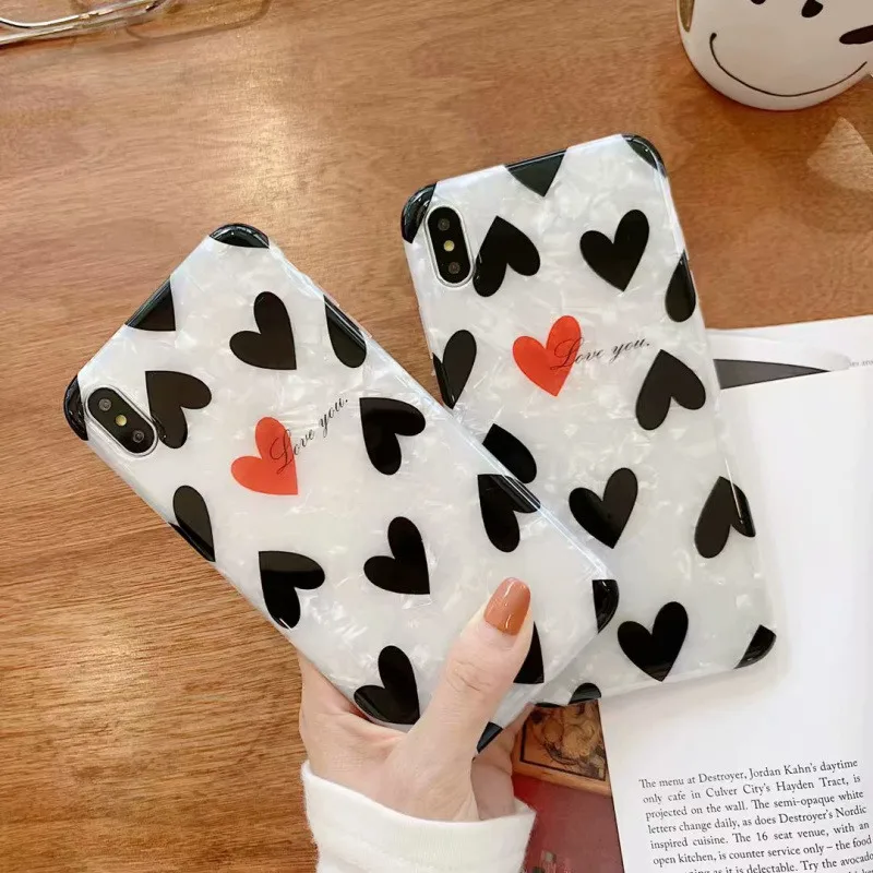 

Cute Love Heart Print Back Cover For iPhone X XS Max Phone Case Soft Silicone Cases Funda For Apple iPhone X Max Shell Capa