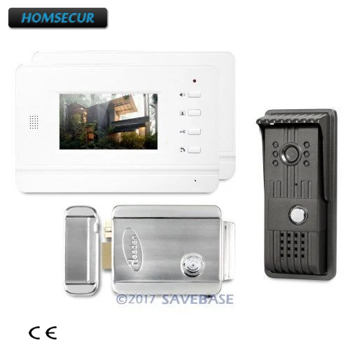 

4.3" Wired Video Door Entry Call System with One Button Unlock for Home Security HOMSECUR + ELECTRIC LOCK