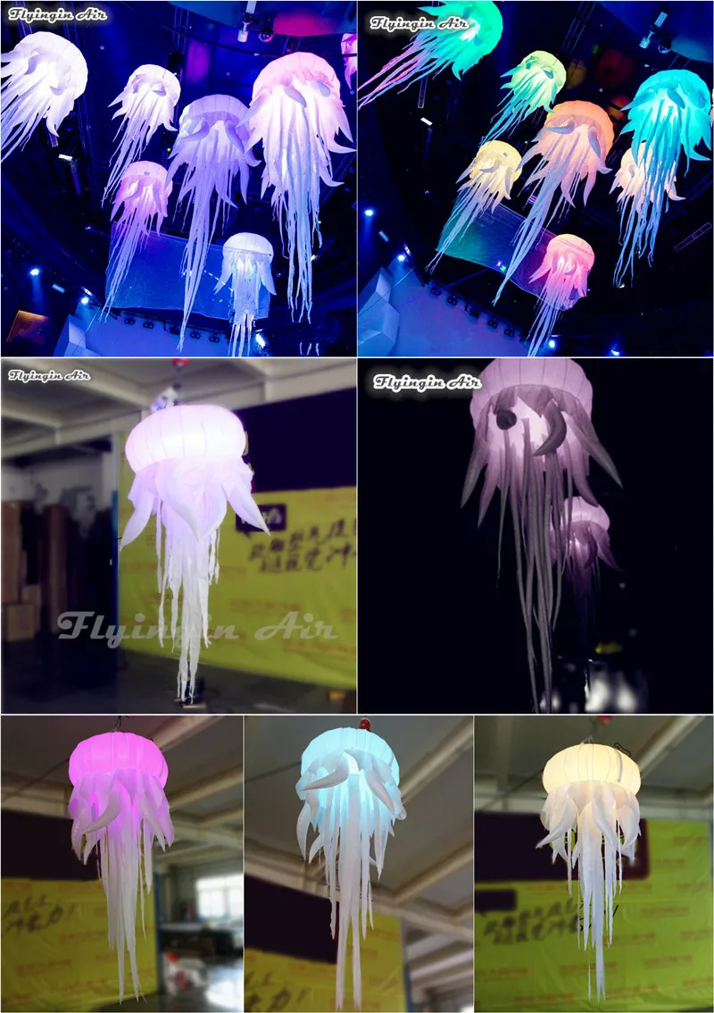 Details about   Inflatable Hanging Jellyfish Balloon With RGB 17 Color Changing Size 2m 