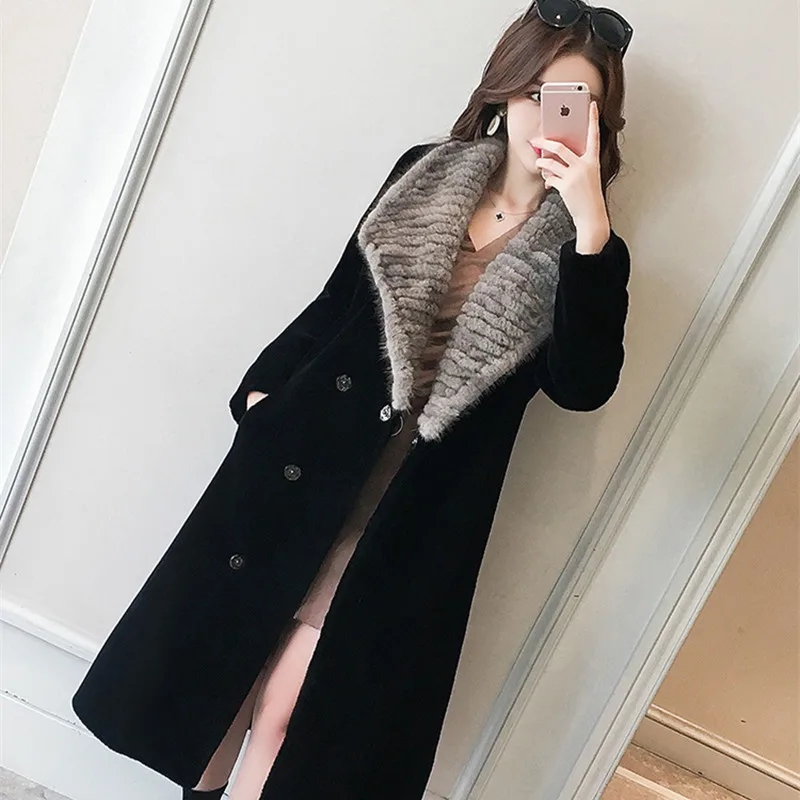 Женское пальто из натурального меха, Корейская зимняя теплая куртка из овечьей шерсти, шерстяное пальто для стрижки овец, Abrigos Mujer Invierno 1799 YY601