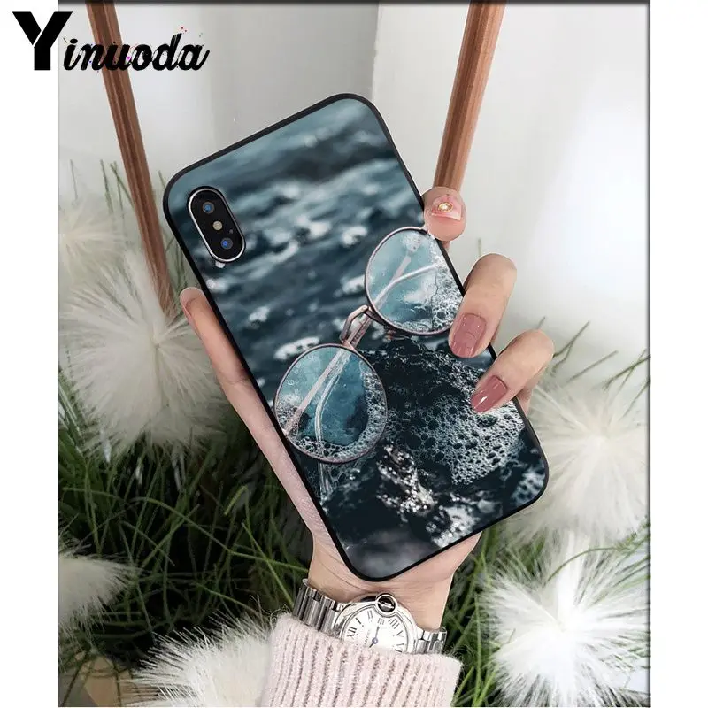 Yinuoda Art glasses pocket watch Smart Cover Black Soft Shell Phone Case for iPhone X XS MAX 6 6S 7 7plus 8 8Plus 5 5S XR