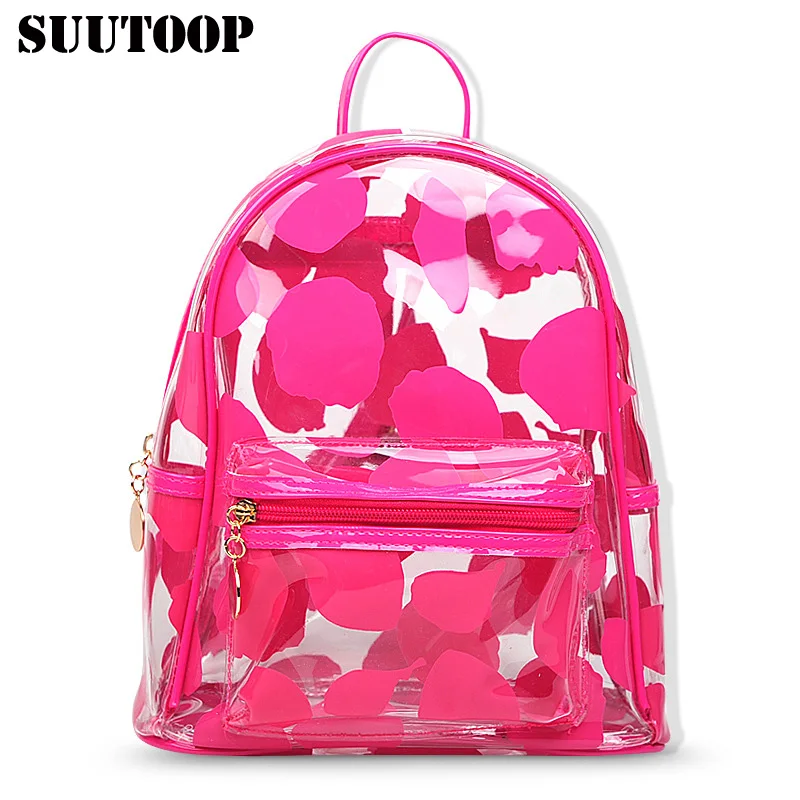 

suutoop candy color summer jelly backpacks waterproof PVC stylish transparent korean women's beach bag female shcool bag