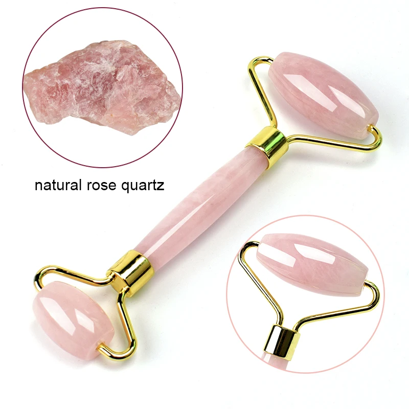 Rose Quartz Jade Roller Massager for Lifting Face Pink Stone Anti Cellulite Wrinkle Crystal Skincar