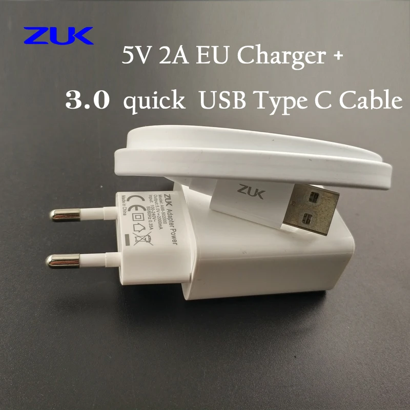 

Original ZUK 5V 2A USB wall charger Power adapter ,3.0 fast quick charging USB type C data Cable For Lenovo ZUK Z1 Z2 Pro edge