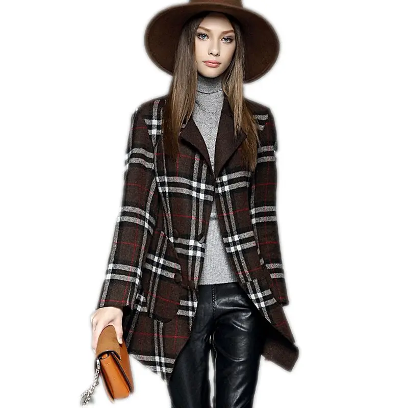 Popular Women's Plaid Wool Coat-Buy Cheap Women's Plaid
