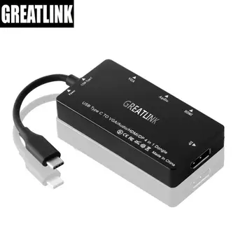 

USB C Cable To Displaypor 1.2 HDMI 4K VGA Converter Type C DP 3.5 mm Audio Cable HDMI Splitter Thunderbolt 3 HUB Dock Adapter