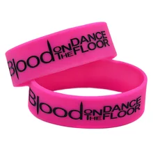 OBH 25 шт. 1 дюймов широкий розовый и черный крови на танцпол силиконовый браслет для любителей музыки