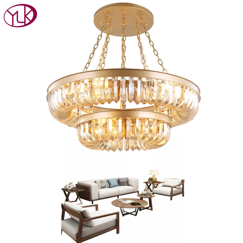 

Youlaike Luxury Modern Chandelier Lighting Double Level Crystal Lights Large Home Decoration LED Crystal Light Fixtures