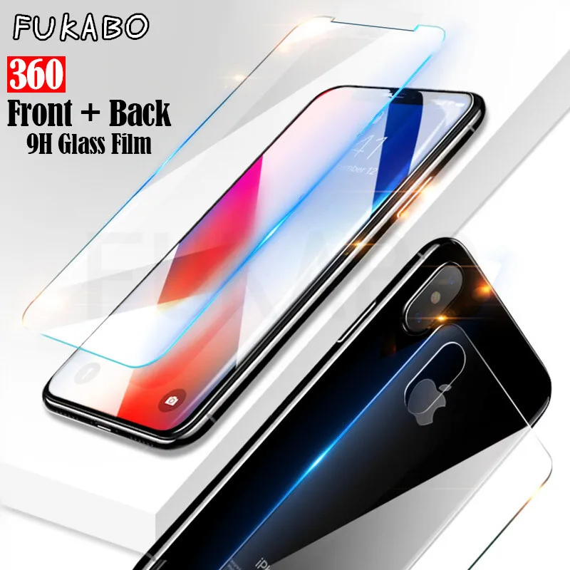 

360 Full Cover Front and Back Tempered Glass For iPhone X Screen Protector For Apple X 10 Explosion-proof Protective Glass Film