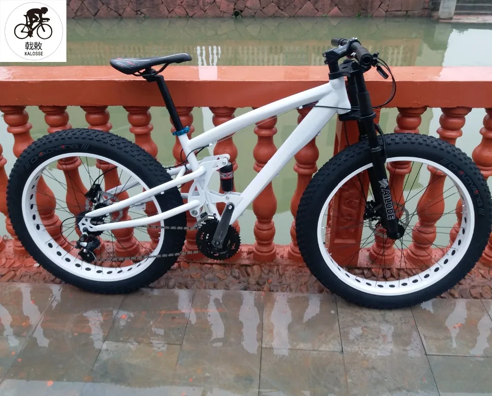 Sale Kalosse   17 inch Hydraulic brakes  brakes  M370  Groupset  Fat bicycle , Snow bike  27 speed mountain bike 26*4.0 tires 1