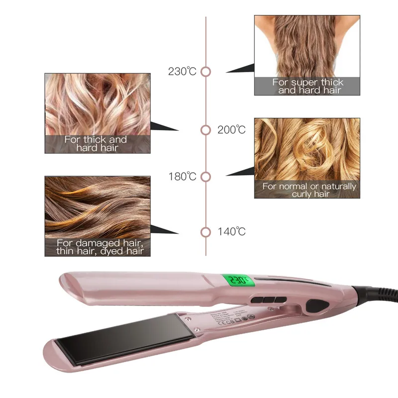 

2 In 1 Hair Curler Curling Straightening Irons Corrugation Waver Straight Hair Sticks With Adjustable Temp For All Hair Types