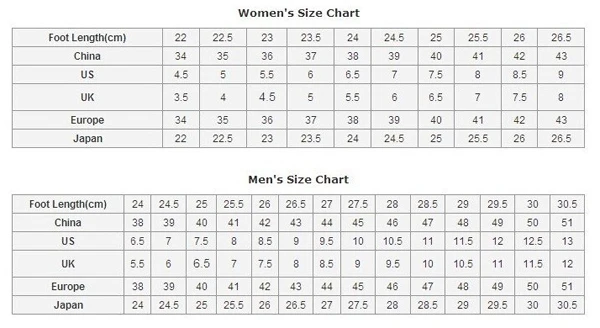 Shoes size chart