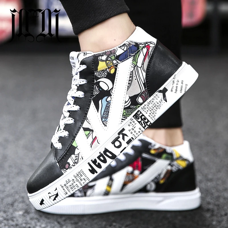 

MumuEli 2019 Mix Black White Red New High Top Quality Fashion Luxury Trainers Shoes Men Designer Casual Flat Male Sneakers 1799