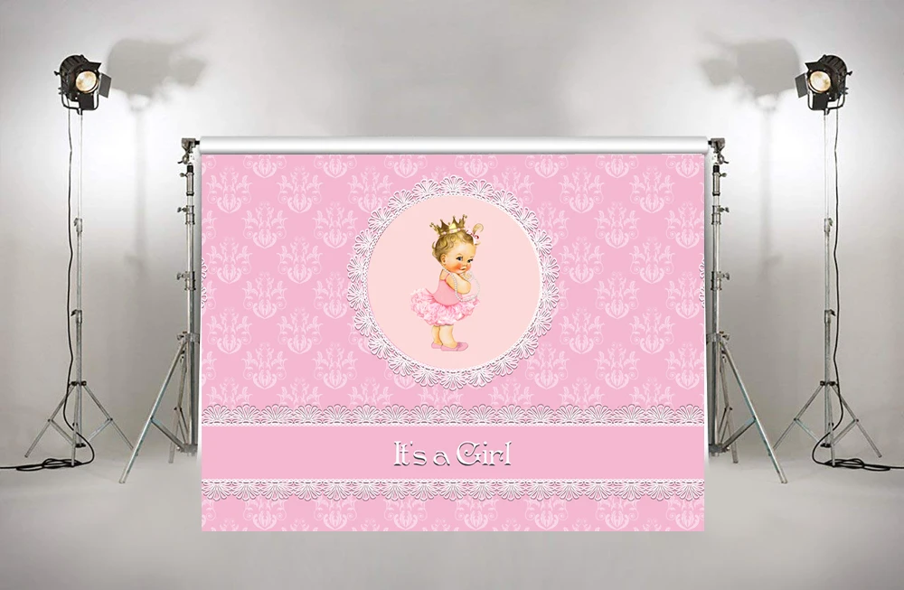 Pink Photography Backgrounds Little Princess Baby Shower Decoration Birthday Party Banner Photobooth Backdrop for Studio xt-7450 |