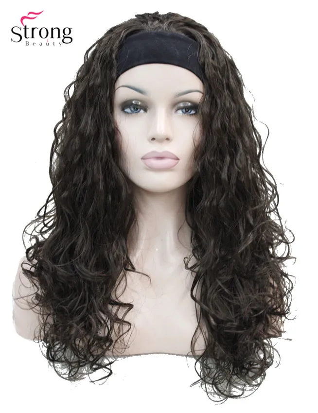 

StrongBeauty Long Curly Black Brown Blonde Headband Synthetic Wig Women's Wigs