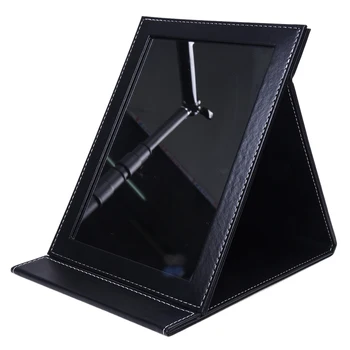 

YOST-Black Folding Leather Table Traveling Hand Compact Makeup Mirror 9.1x7.1"