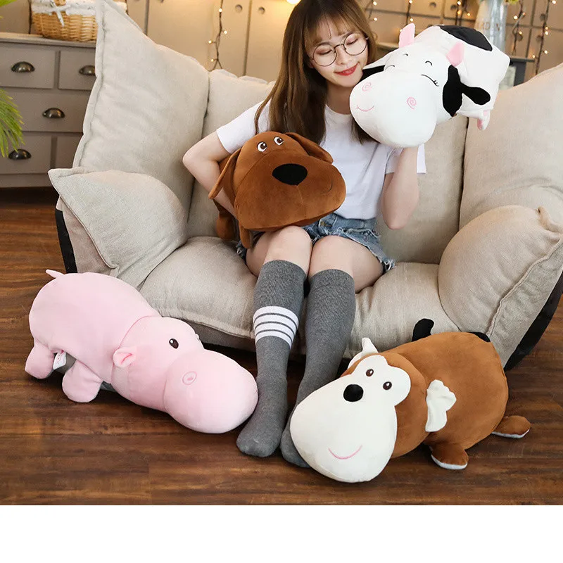 

Face Changing Plush Doll Stuffed Soft Animals Can Changing Looks Hippo Cow Monkey Dog Elephant Cartoon Pillow Girl/Kids Gift