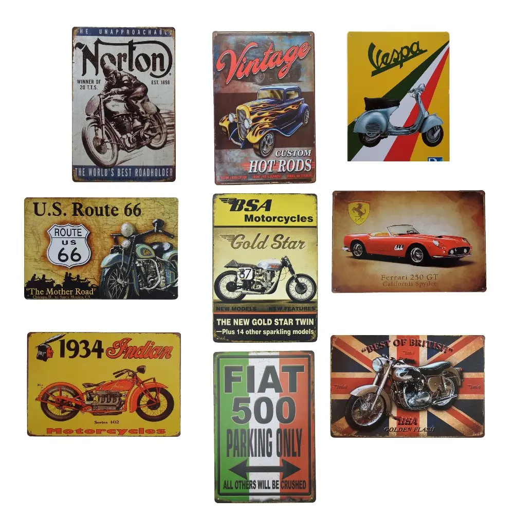 

Tin Signs Bar Pub Home Wall Decor Retro Metal Art Poster Metal Plate Plaques Vintage Retro Bar Sign vintage art decor motocyles
