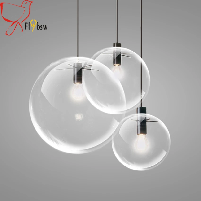 3 головки Современный короткий стеклянный шар подвесной светильник, прозрачный стеклянный подвесной светильник для столовой ресторана осветительный прибор