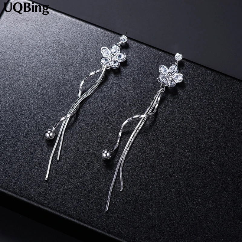 

Wholesale 925 Sterling Silver Earrings Crystal Flower Earrings For Women Jewelry Pendientes Brincos