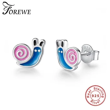 

FOREWE Lovely Candy Color Enamel Animal Snail Stud Earrings Accessories 925 Sterling Silver Earrings Kids Girls Party Jewelry