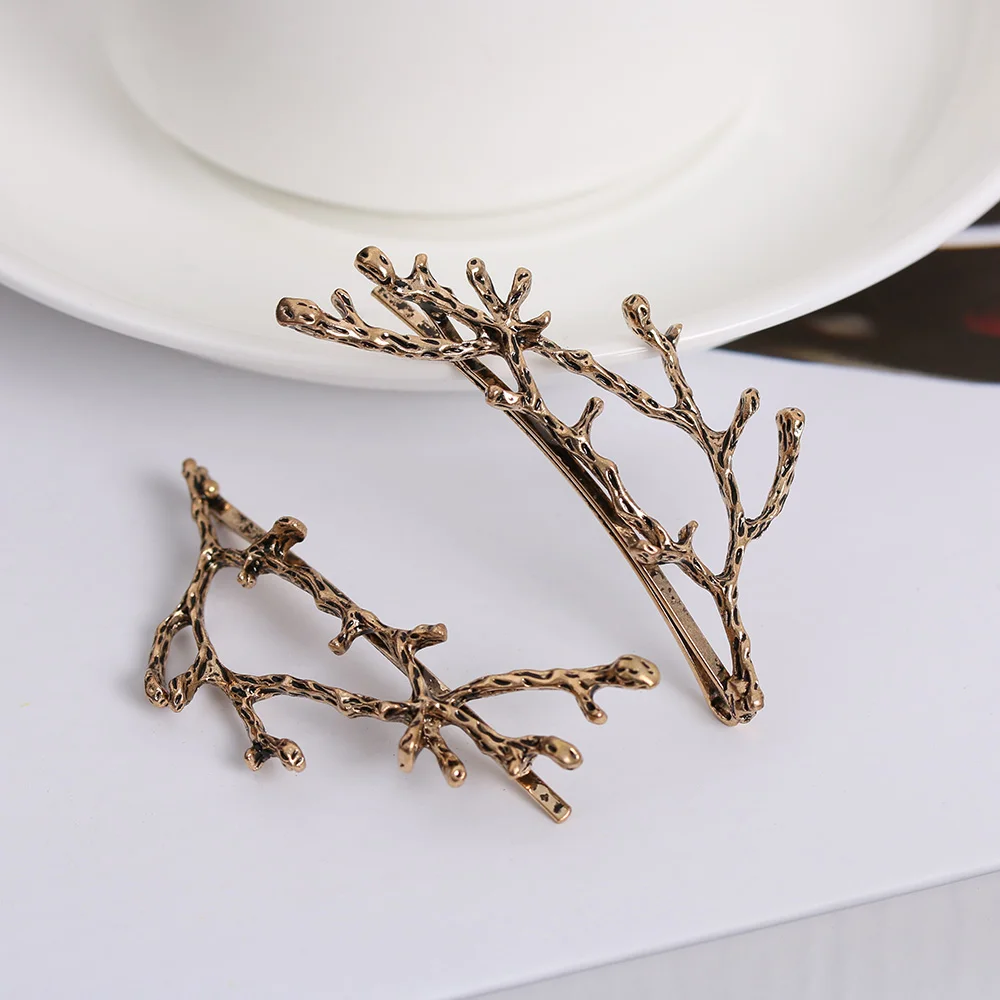 

2Pc/Set Hot Sale Women Girls Metal Branch Leaves Hairpin Barrettes Bobby Pin Accessories Branch Leaves Metal Jewelry