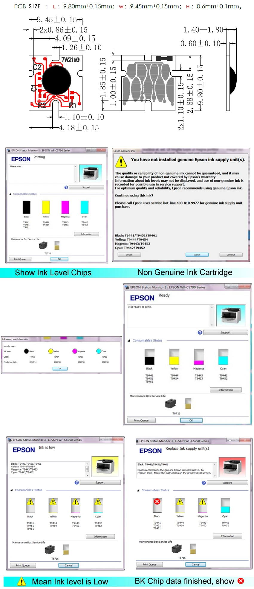 Европа T944 T945 T946 C5210 C5710 C5710 Refillable патрон чернил для принтера Epson WF-C5290 WF-C5790 WF-C5210 WF-C5710 принтер с чипом