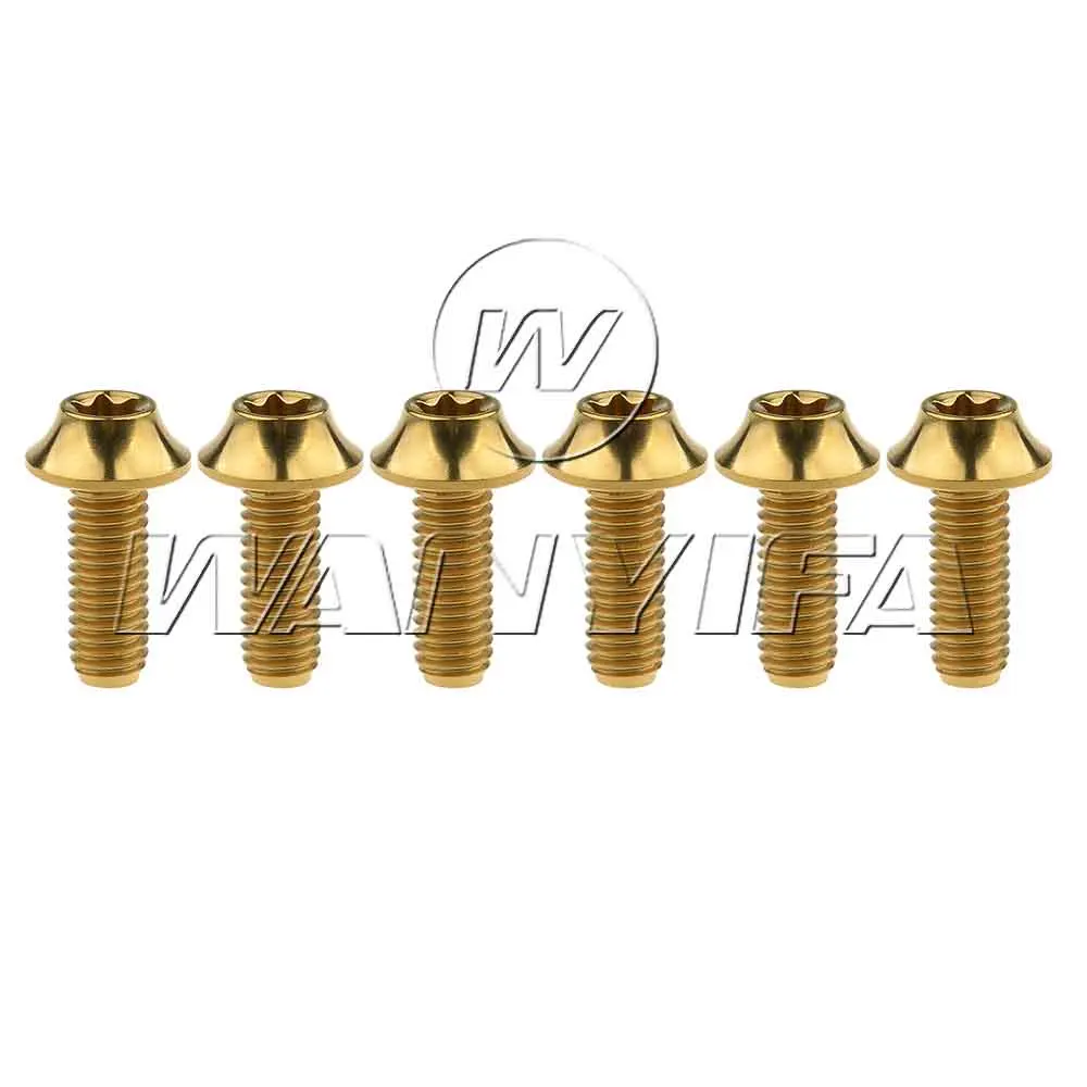 Waniifa 6 шт. Титановые Болты Винты M6x16mm для велосипедного тормоза велосипедный крепеж 3 цвета