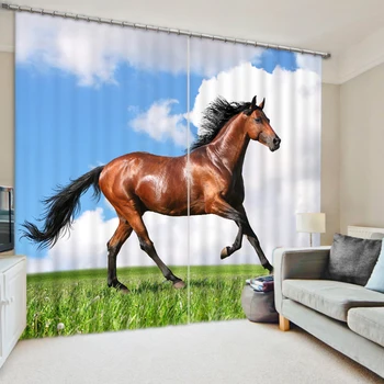 

Horse Print Modern Luxury 3D Blackout Curtains For Living room Kids Bedding room Hotel Drapes Tapestry Wall Carpet Cortinas para