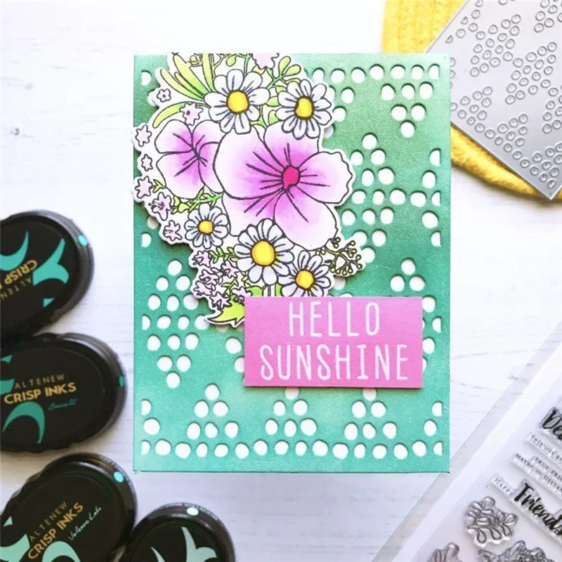 

Naifumodo Dotted Quadrilateral Die Craft Dies for DIY Card Making Scrapbooking Frame Die Cut Decor Metal Cutting Dies Background