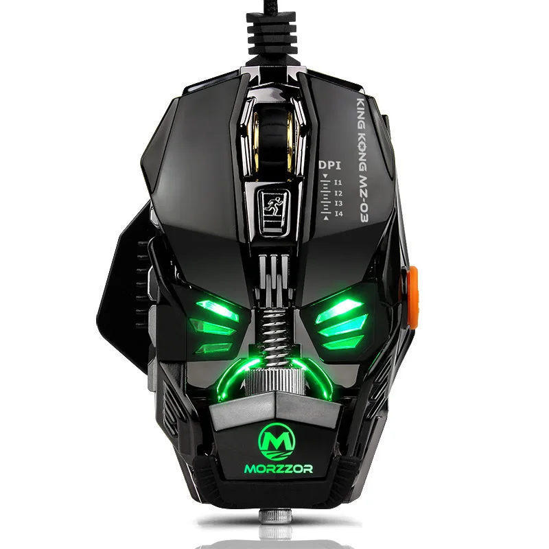 

Hongsund Original Gaming Mouse 8 Keys Programming Control 4000DPI 1000hz USB Wired Optical Game Mice with 7 Color Breath light